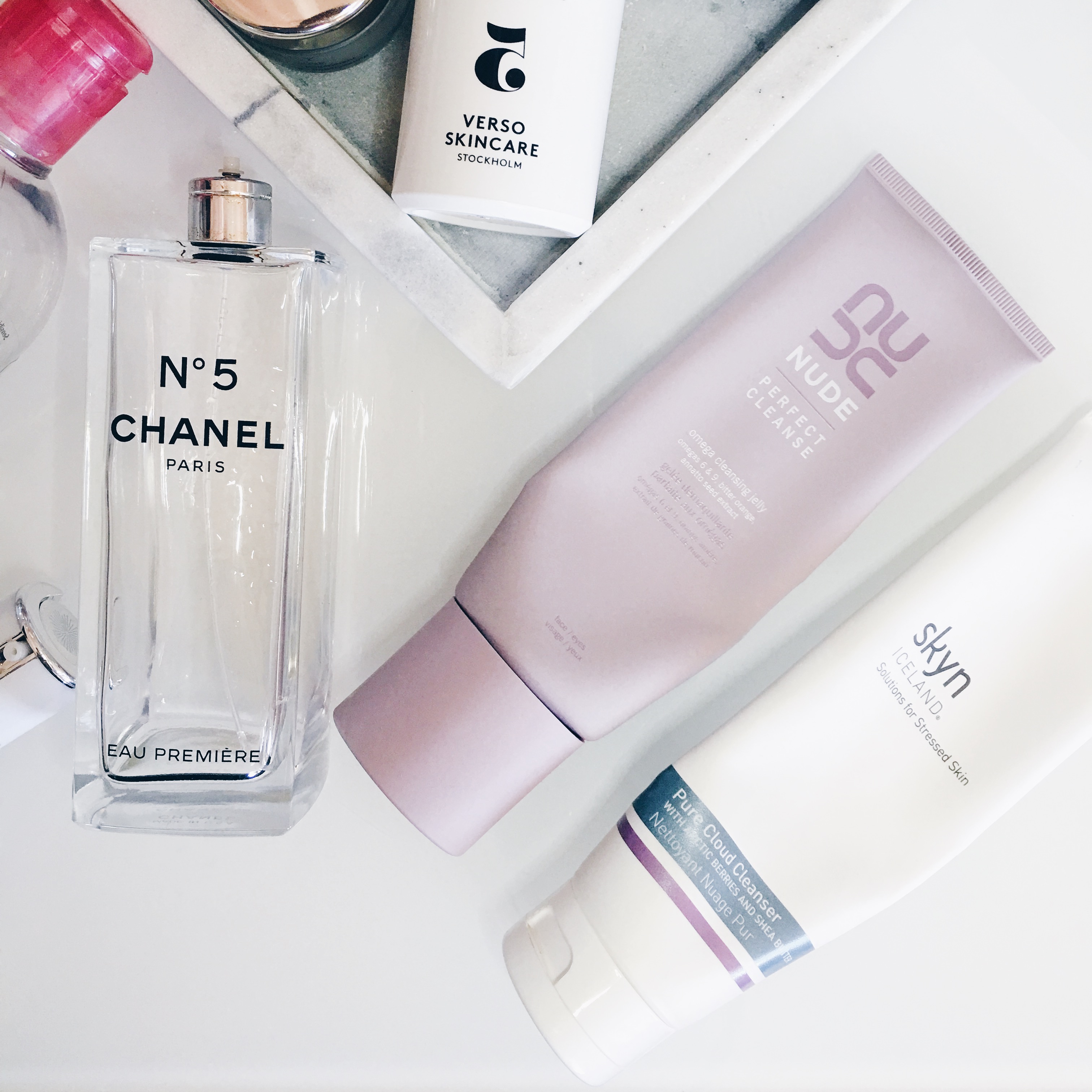 Chanel n0 5, Nude Perfect Cleanse, Skyn Iceland Pure Cloud Cleanser